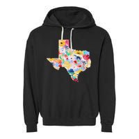 Flower Texas State Floral Design Garment-Dyed Fleece Hoodie
