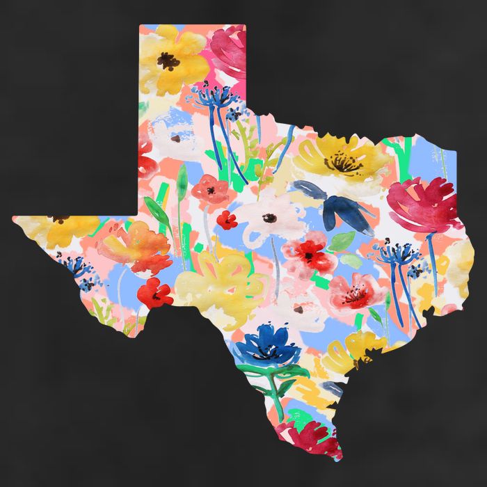 Flower Texas State Floral Design Garment-Dyed Fleece Hoodie