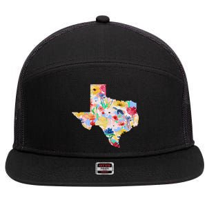 Flower Texas State Floral Design 7 Panel Mesh Trucker Snapback Hat