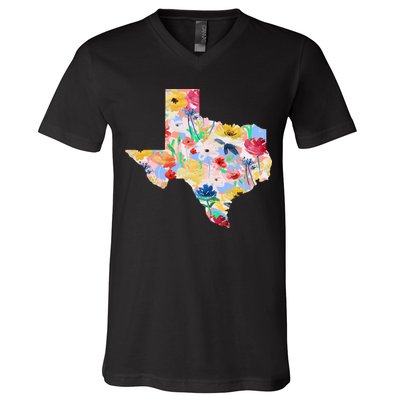 Flower Texas State Floral Design V-Neck T-Shirt