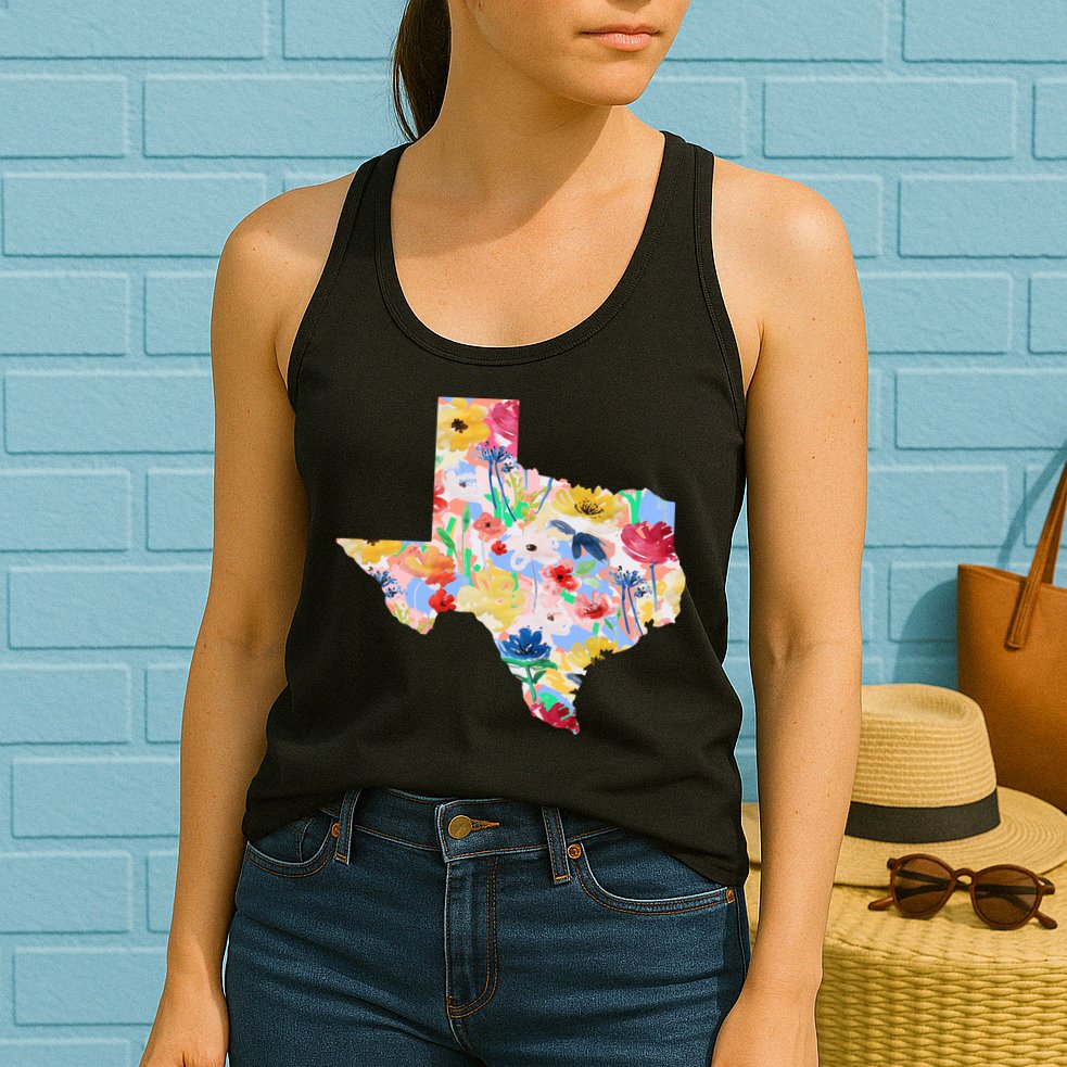 Flower Texas State Floral Design Womens Tank Top