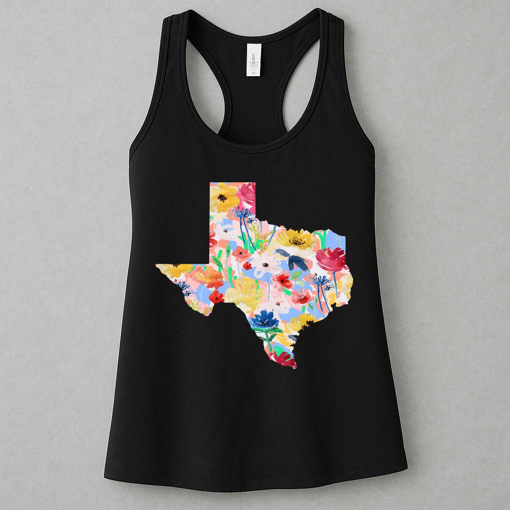 Flower Texas State Floral Design Womens Tank Top