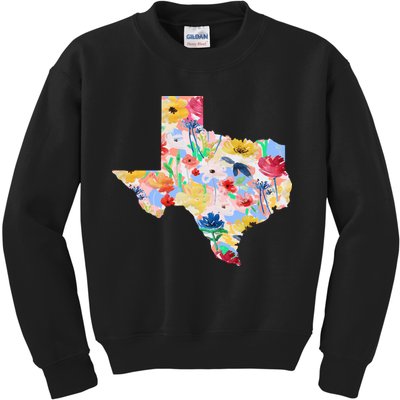 Flower Texas State Floral Design Kids Sweatshirt