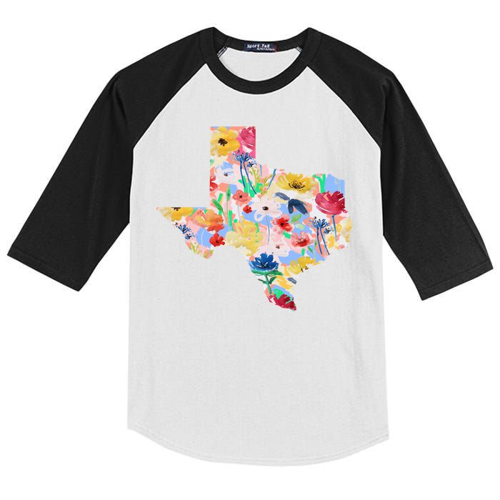 Flower Texas State Floral Design Kids Colorblock Raglan Jersey
