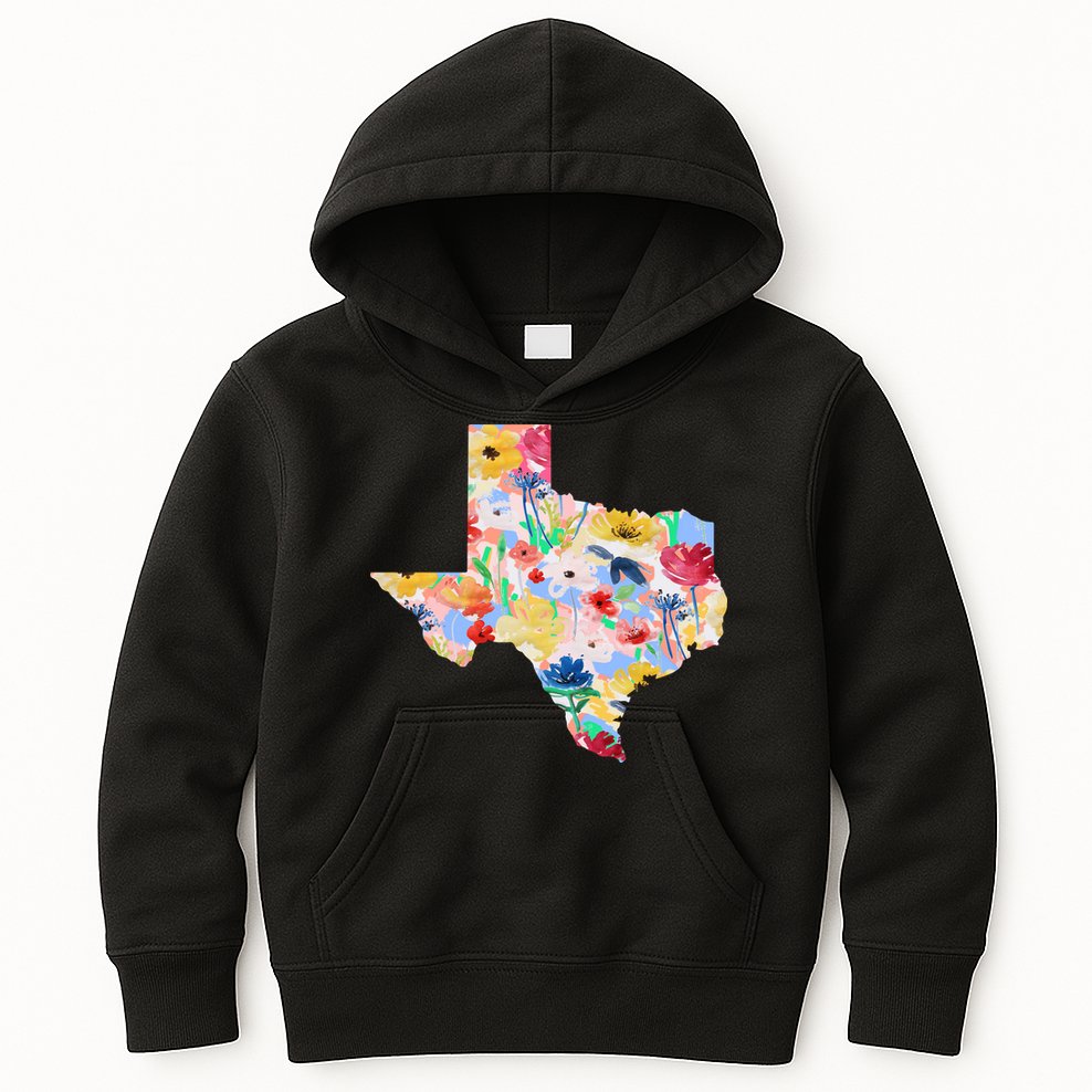 Flower Texas State Floral Design Kids Hoodie
