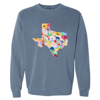 Flower Texas State Floral Design Garment-Dyed Sweatshirt