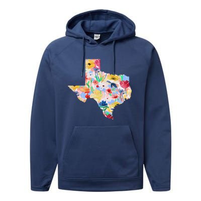 Flower Texas State Floral Design Performance Fleece Hoodie