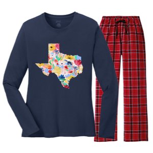 Flower Texas State Floral Design Women's Long Sleeve Flannel Pajama Set 