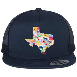 Flower Texas State Floral Design Flat Bill Trucker Hat