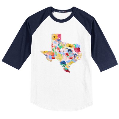 Flower Texas State Floral Design Baseball Sleeve Shirt