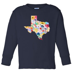 Flower Texas State Floral Design Toddler Long Sleeve Shirt