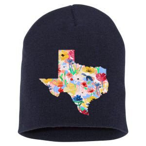 Flower Texas State Floral Design Short Acrylic Beanie