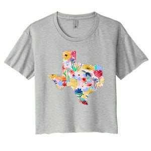 Flower Texas State Floral Design Women's Crop Top Tee