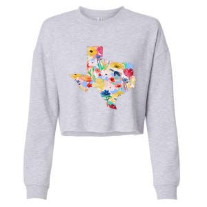 Flower Texas State Floral Design Cropped Pullover Crew