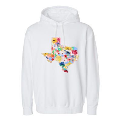 Flower Texas State Floral Design Garment-Dyed Fleece Hoodie