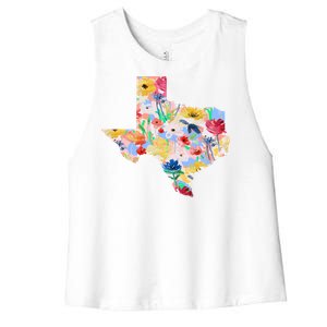 Flower Texas State Floral Design Women's Racerback Cropped Tank