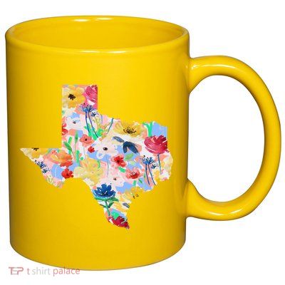 Flower Texas State Floral Design 11oz C Handle Ceramic Mug