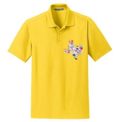 Flower Texas State Floral Design Dry Zone Grid Polo