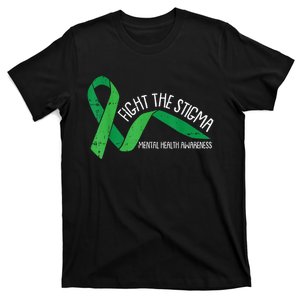 Fight The Stigma Mental Health Awareness Green Ribbon T-Shirt