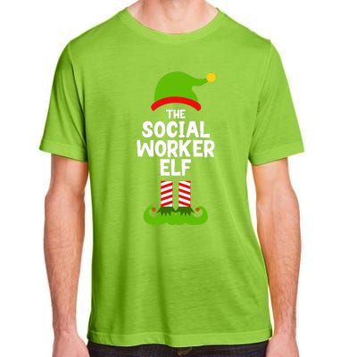 Funny The Social Worker Elf Christmas Matching Family Party Adult ChromaSoft Performance T-Shirt