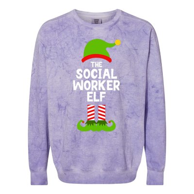 Funny The Social Worker Elf Christmas Matching Family Party Colorblast Crewneck Sweatshirt