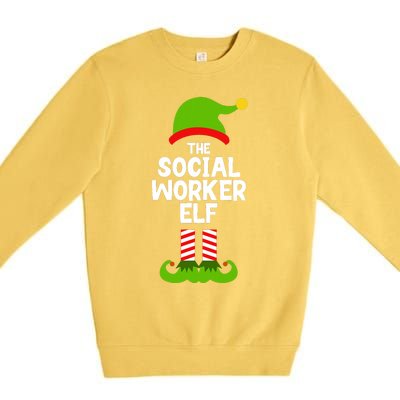 Funny The Social Worker Elf Christmas Matching Family Party Premium Crewneck Sweatshirt