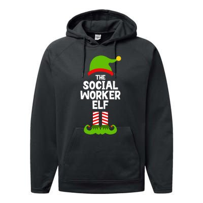 Funny The Social Worker Elf Christmas Matching Family Party Performance Fleece Hoodie