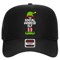 Funny The Social Worker Elf Christmas Matching Family Party High Crown Mesh Back Trucker Hat