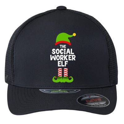 Funny The Social Worker Elf Christmas Matching Family Party Flexfit Unipanel Trucker Cap