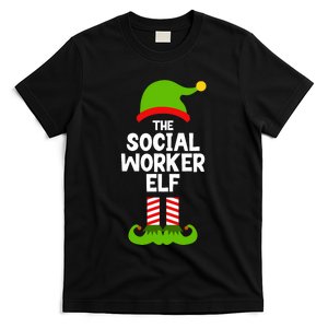 Funny The Social Worker Elf Christmas Matching Family Party T-Shirt