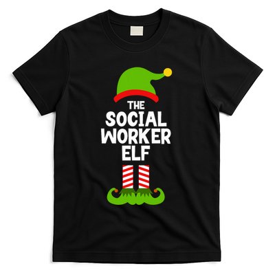 Funny The Social Worker Elf Christmas Matching Family Party T-Shirt