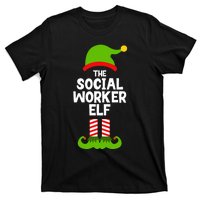 Funny The Social Worker Elf Christmas Matching Family Party T-Shirt