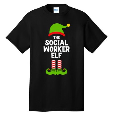 Funny The Social Worker Elf Christmas Matching Family Party Tall T-Shirt