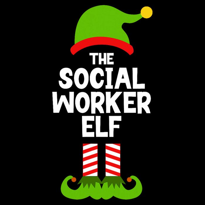 Funny The Social Worker Elf Christmas Matching Family Party Sustainable Bucket Hat