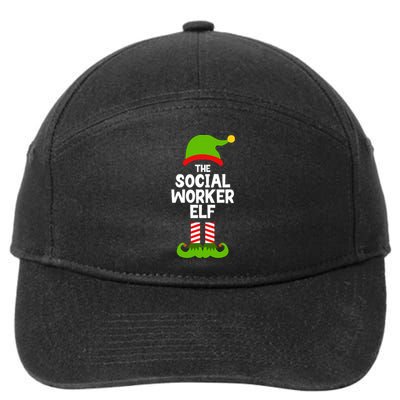 Funny The Social Worker Elf Christmas Matching Family Party 7-Panel Snapback Hat