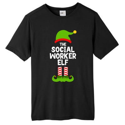 Funny The Social Worker Elf Christmas Matching Family Party Tall Fusion ChromaSoft Performance T-Shirt