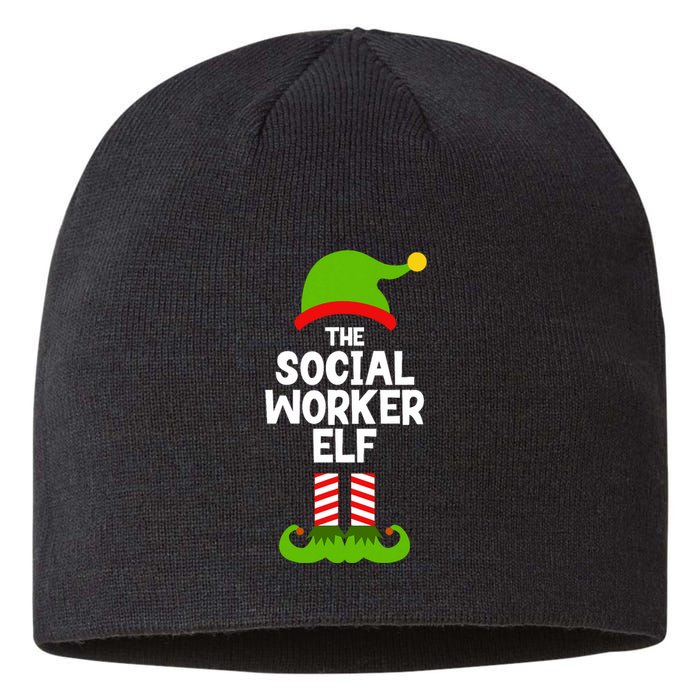 Funny The Social Worker Elf Christmas Matching Family Party Sustainable Beanie