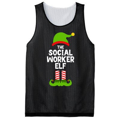 Funny The Social Worker Elf Christmas Matching Family Party Mesh Reversible Basketball Jersey Tank