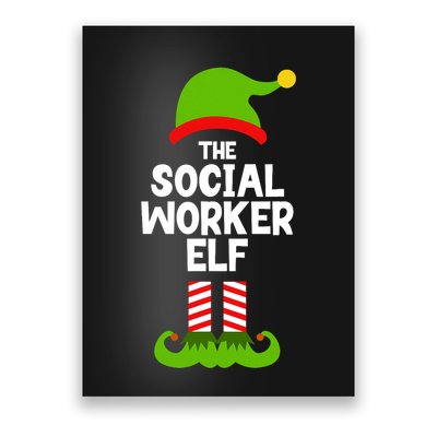 Funny The Social Worker Elf Christmas Matching Family Party Poster