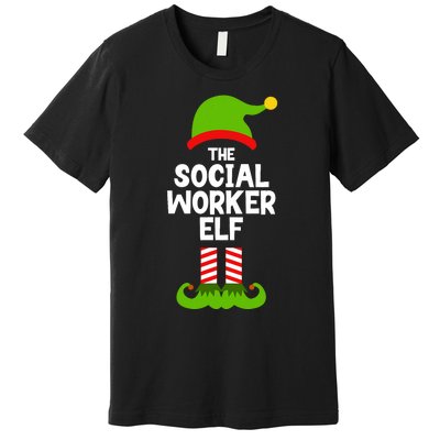 Funny The Social Worker Elf Christmas Matching Family Party Premium T-Shirt