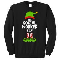 Funny The Social Worker Elf Christmas Matching Family Party Tall Sweatshirt