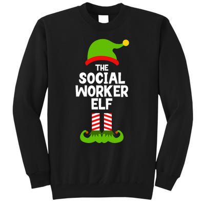 Funny The Social Worker Elf Christmas Matching Family Party Tall Sweatshirt