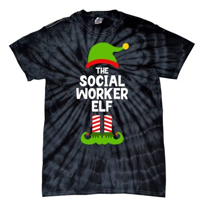 Funny The Social Worker Elf Christmas Matching Family Party Tie-Dye T-Shirt