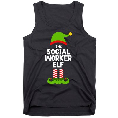 Funny The Social Worker Elf Christmas Matching Family Party Tank Top