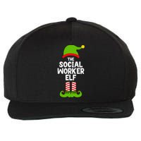 Funny The Social Worker Elf Christmas Matching Family Party Wool Snapback Cap