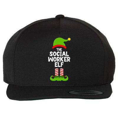 Funny The Social Worker Elf Christmas Matching Family Party Wool Snapback Cap