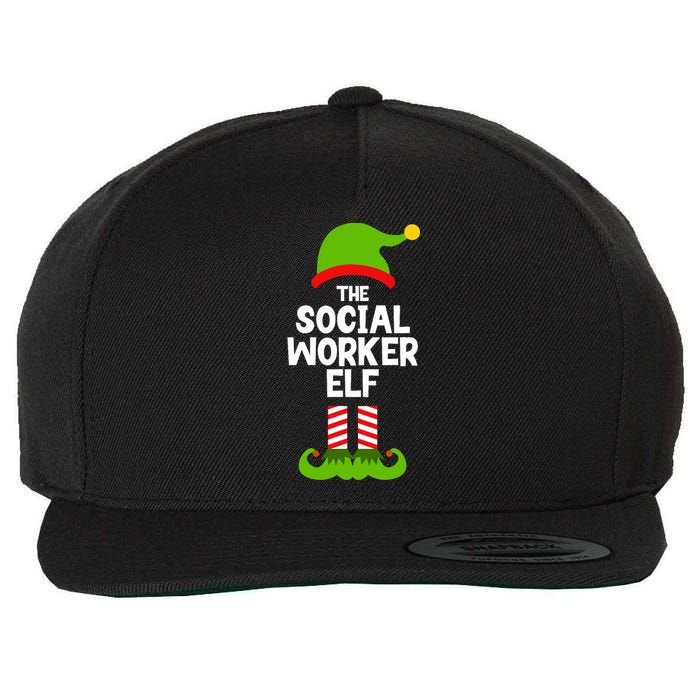 Funny The Social Worker Elf Christmas Matching Family Party Wool Snapback Cap