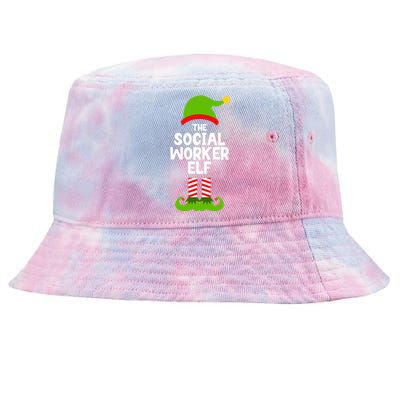 Funny The Social Worker Elf Christmas Matching Family Party Tie-Dyed Bucket Hat