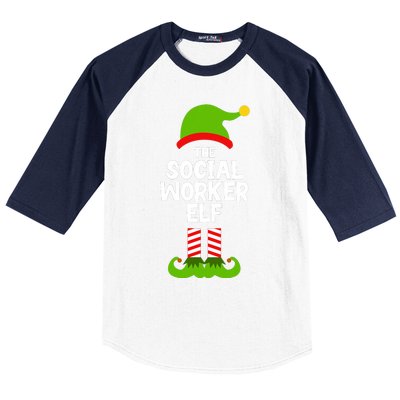 Funny The Social Worker Elf Christmas Matching Family Party Baseball Sleeve Shirt