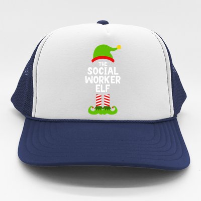 Funny The Social Worker Elf Christmas Matching Family Party Trucker Hat